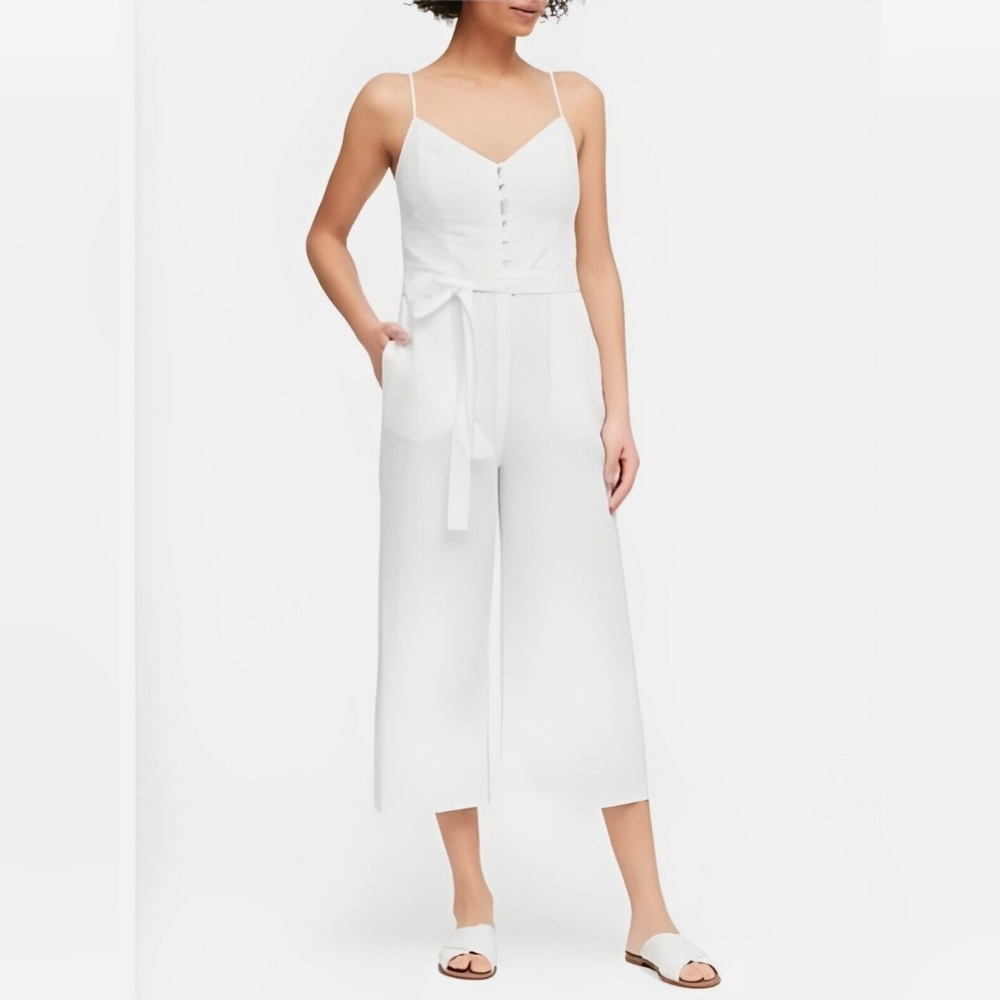 Banana Republic Wide Leg Cropped Linen Jumpsuit